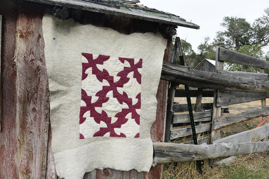 Felted Bison Drunkard's Path Antique Quilt