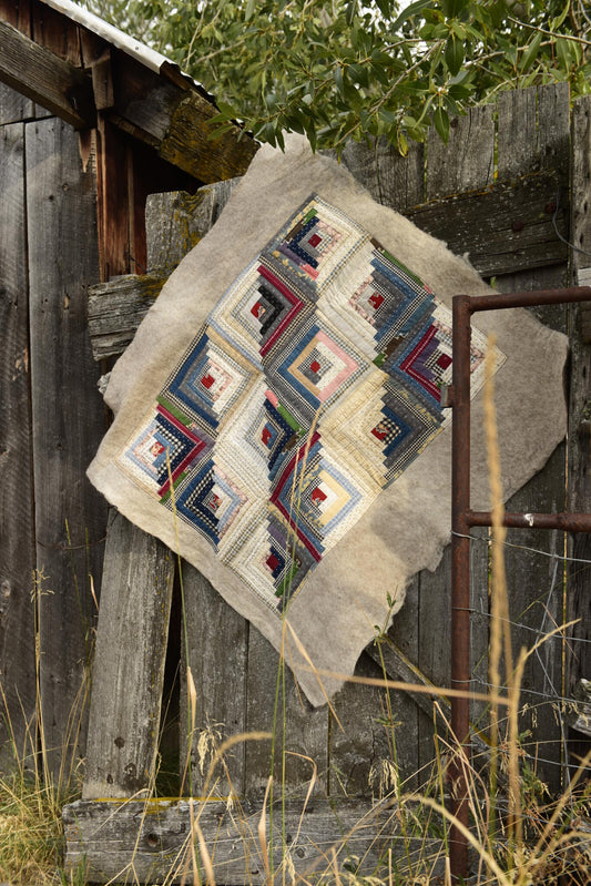 Felted Bison Log Cabin Baby Quilt